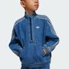 Adidas Originals Casual Sports Set Denim Set Brand Logo Stand Collar Long Sleeve Top Fashion Versatile Comfortable Jeans Kids Sets Medium-Blue JC7871