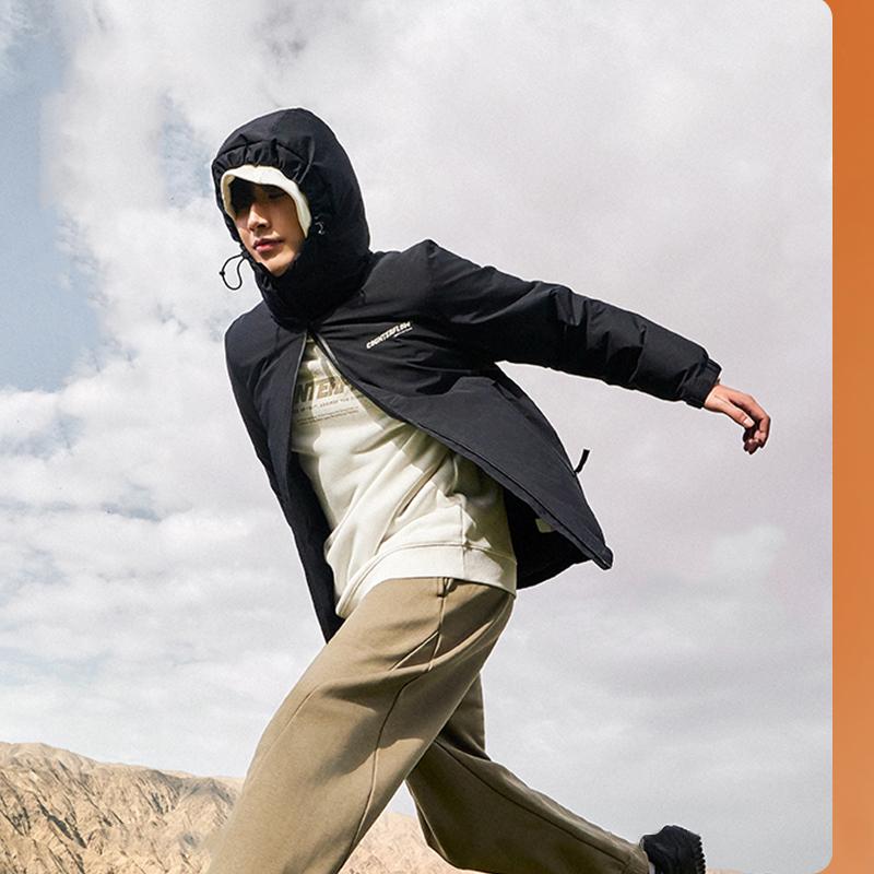 Li Ning CF Water Series Letter Zipper Down Jacket Men Jacket Black AYMT283-1