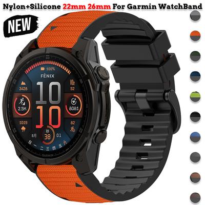 22 26mm Nylon+Silicone Strap for Garmin Epix Pro/fenix 8 7 7X Pro QuickFit Sports Band Forerunner 970 965 Epix Gen2 G2 Bracelet