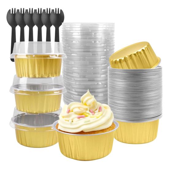 Hliníkové fóliové košíčky na dorty Mini formičky na dorty Jednorázová pečicí forma na Mousse Pudink Brownies Osobní porce Pečicí plech