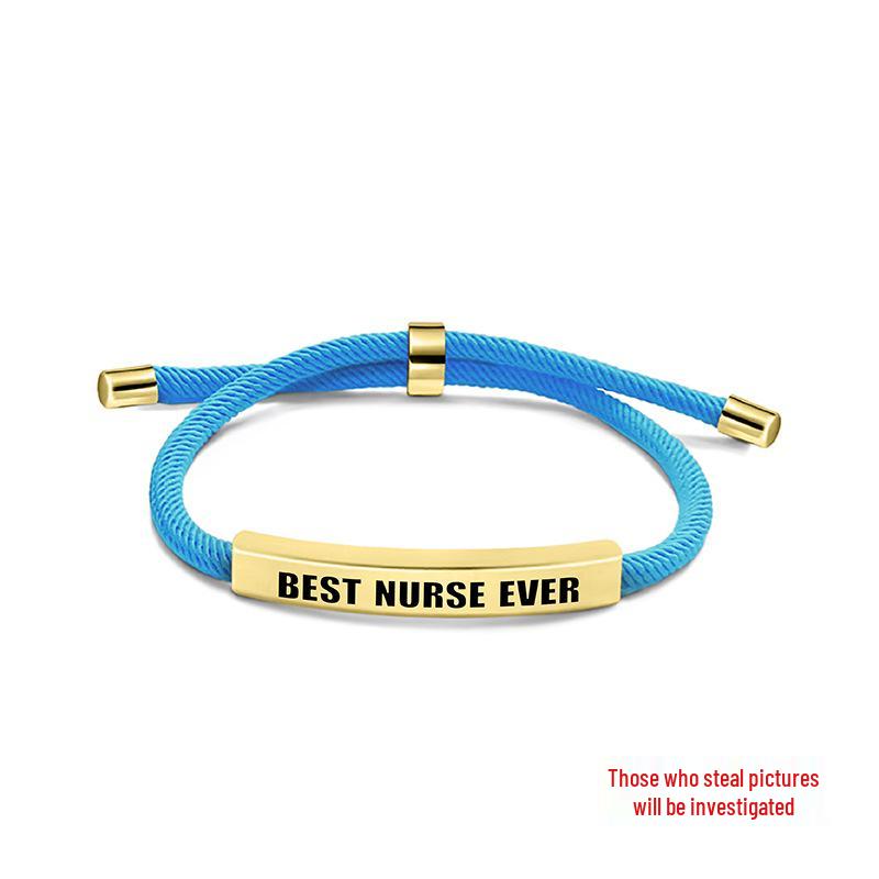 Multi-Color Engraved Stainless Steel Rope Bracelet: Nurse's Day Commemorative Christmas Gift