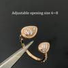Electroplated gold full diamond water drop ring with an open ring. Advanced fashion gift