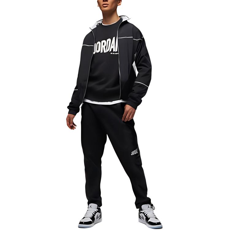 Jordan Letter Logo Print Loose American Style Crew Neck Long Sleeve Sweatshirt Men sweatshirt Black DV7589-010
