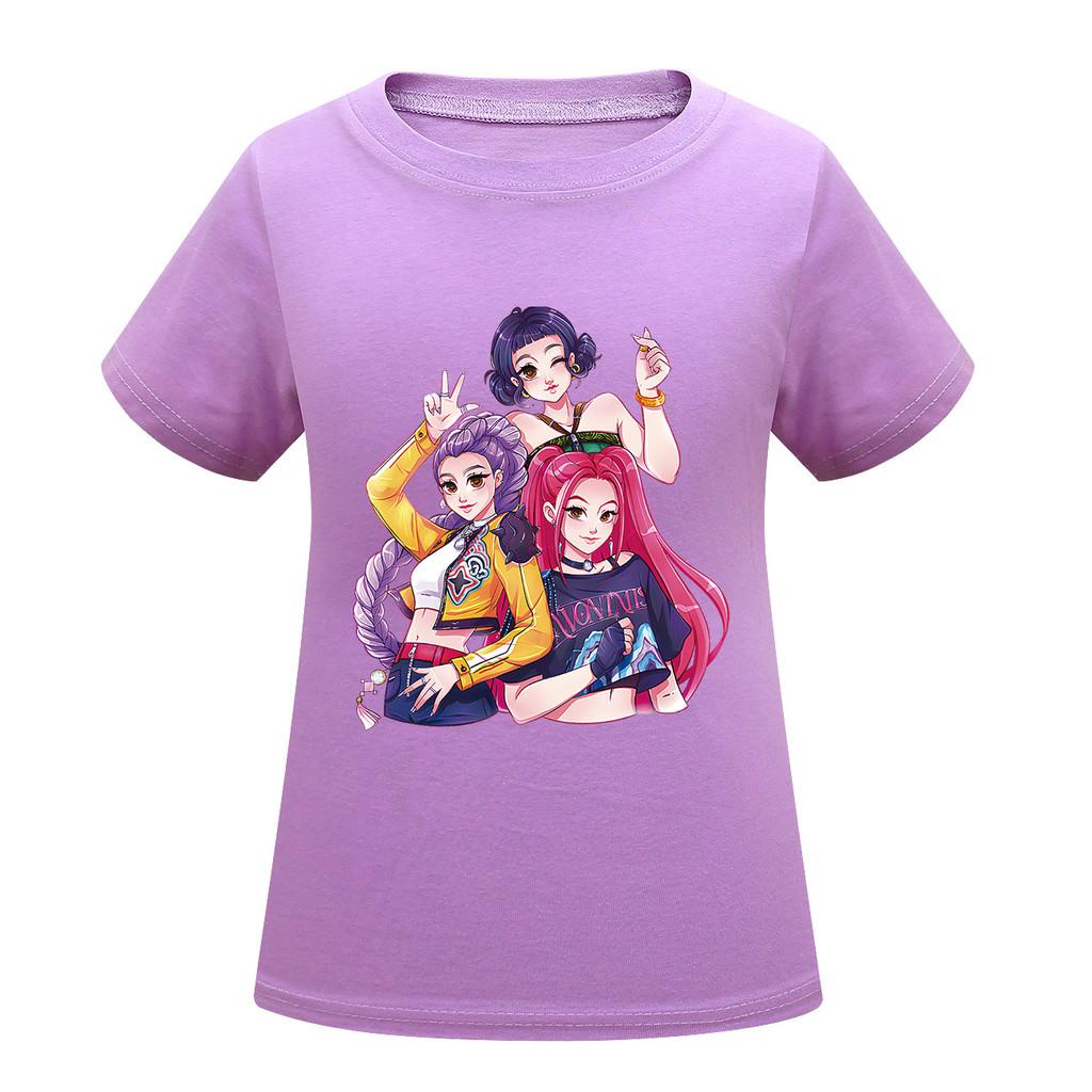 Kids Girls Anime Cartoon K-POP Rumi Zoey Mira Printed Casual Short Sleeves T-Shirt Top