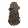 Bucket Hat Bow Top Hat Wig Korean Style Long Curly Wave Hair Fisherman Hat Wig  Autumn Winter