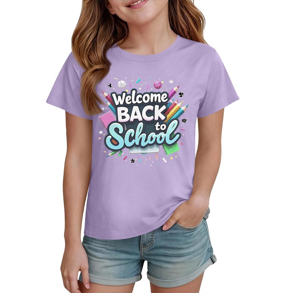 Kids Back To School Graphic T Shirt Casual Short Sleeve Crew Neck Tee for Boys and Girls Comfortable Fit Lightweight Fabric