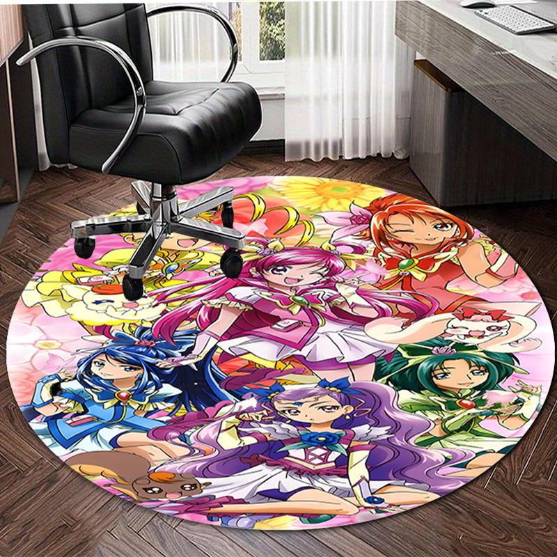 1pc Pretty Cure2 Design Printed Area Round Carpet for Bedroom Living Room Home Decor Rugs Mat Non Slip Mat Rug for Bedside