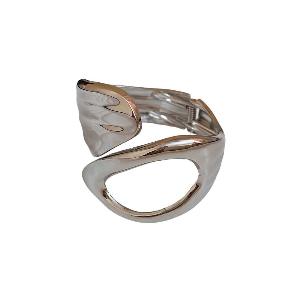 Metal Zinc Zinc Alloy Cuff Bangles Hollow Cross Exaggerated Bracelet Wide Irregular Open Bangle  Women