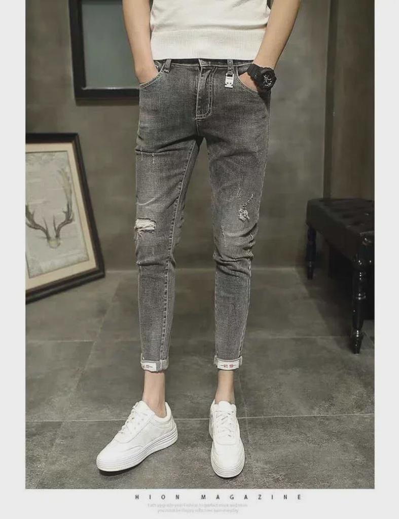 Jaro 2024 Evropské Pánské Světlé Džíny Slim Fit - Elastické Korejský Styl