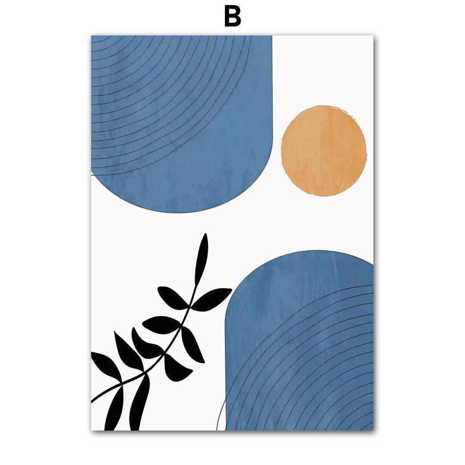 Mountain Sun Lines Rainbow Leaves Geometry Wall Art Canvas Painting Abstract Posters Prints Pictures For Living Room Home Decor