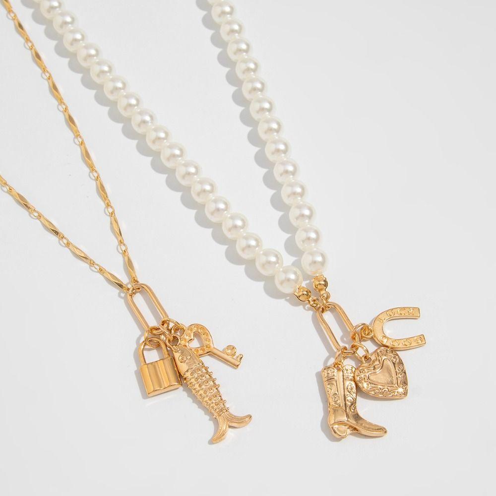 Multi-layer Pearl Beaded Necklace Exquisite Beach Style Necklace Pearl Shell Necklace  Women