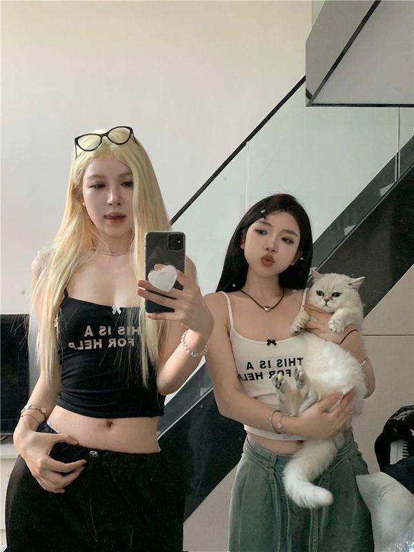 Girls Sling Vest Y2K Tops Sexy Vest For Women Fashion Tees Backless Sleeveless T-shirts Lady Tank Tops Inner Tee Club Bar Tops