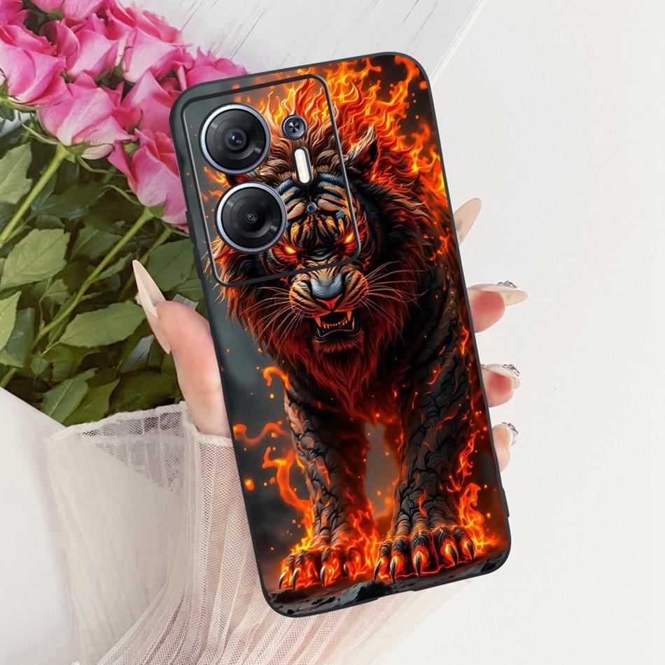 For Infinix Hot 30 5G X6832 Cool Dragon Tiger Pattern Phone Case For Infinix Hot30 5G Black Silicone Soft Cases