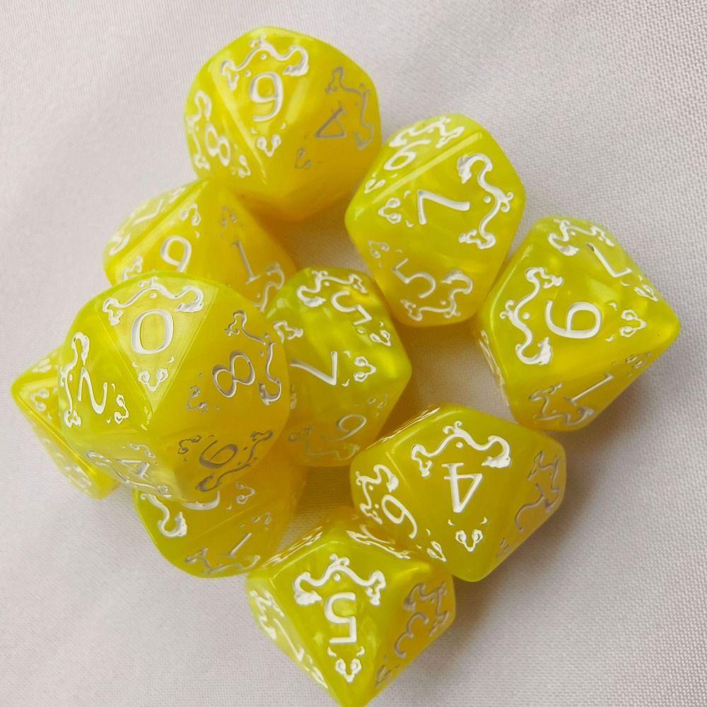 10PCS Acrylic Dragon Themed Dice Set Yellow Purple Gold Red D10 Sharp Corner Dice Polyhedral Dice For Table Games For D&d DND