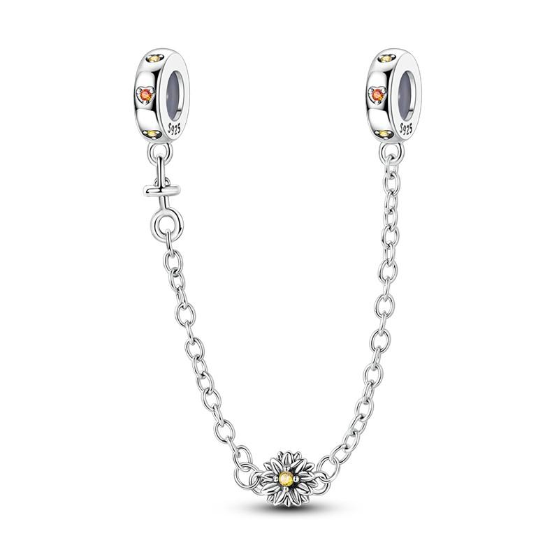 Sparkling Clear Copper Safety Chain Copper Safety Chain Charm Beads Fit Original Pandora Bracelet Diy Jewelry