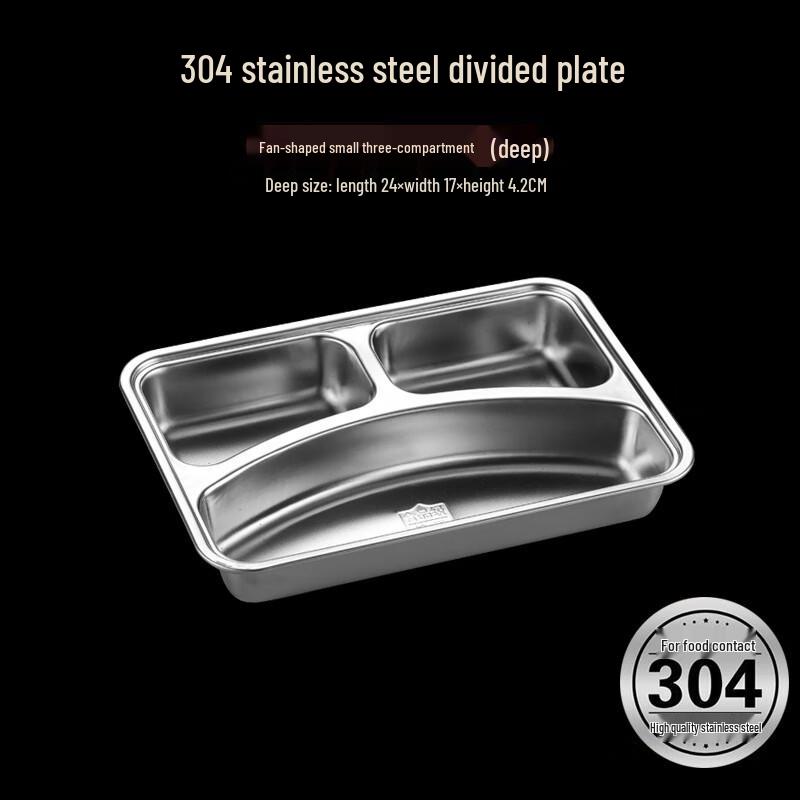 Stainless Steel 3-Compartment Dining Tray
