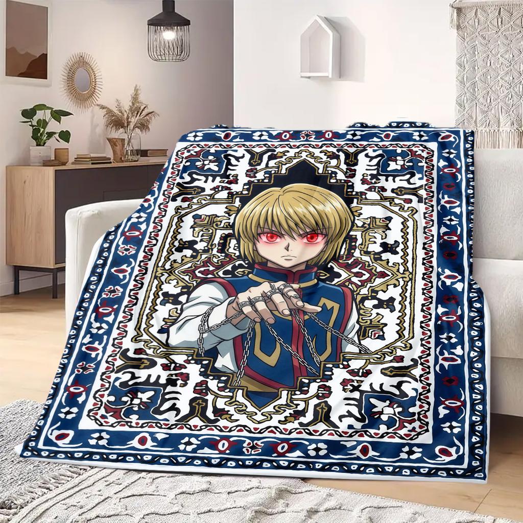 Hunter Anime Print Blanket Warm Comfortable Flannel Blanket Suitable for Bedrooms, Sofas, Beds, Chairs, Picnics, Travel