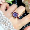 New Black Gold Rose Cut Purple Lithium Zircon Open Ring Pendant Necklace Stud Earrings