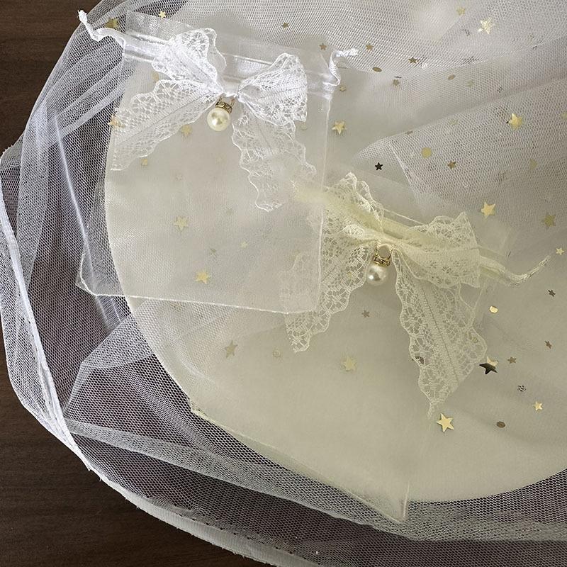 10 ks Sáčků na šperky s mašličkou Organzový dárkový sáček Svatba Party Šperky Cukroví Stahovací šňůrka Balicí sáček Dárkový sáček