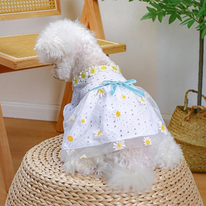 Cats Outfits for Cats Only Pet Costume Dog Clothes Daisies Dress for Girl Dogs