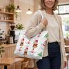 Christmas Santa Snowman Printed Casual Tote Bag Fashionable Holiday Handbag for Daily Use