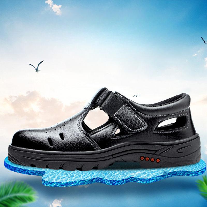Labor Protection Shoes Men's Summer Steel Wrap Toe Anti-impact Anti-puncture Anti-odor Breathable Sandals Site Work Shoes Wear-resistant Light