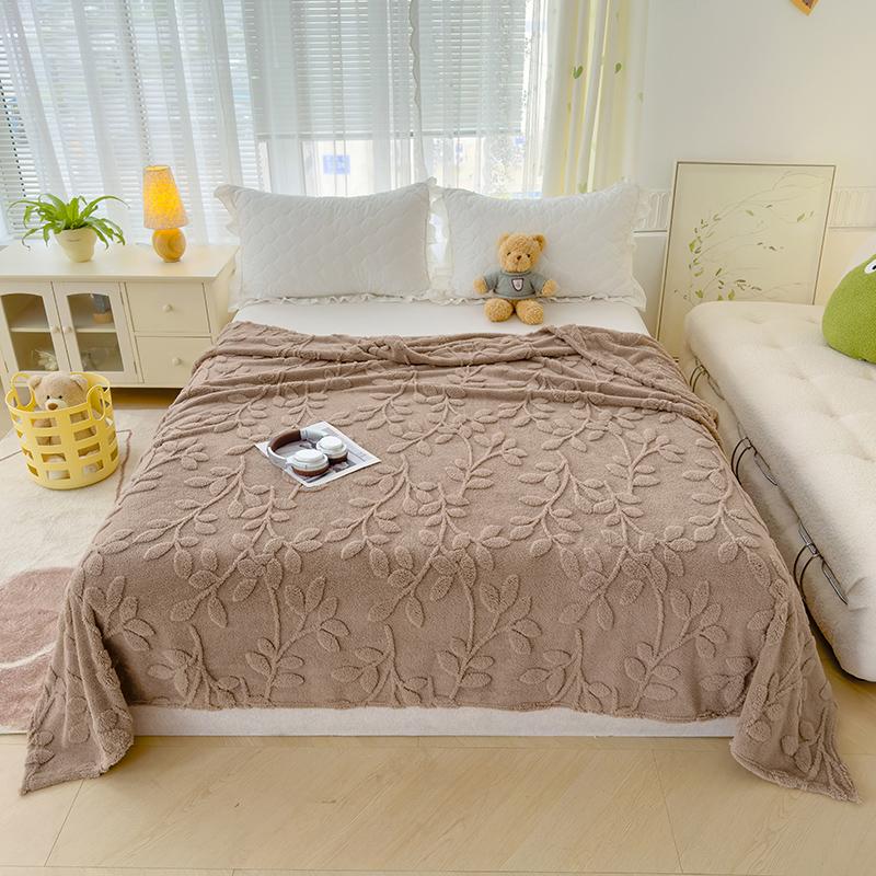 2024 New Fortune Tree Tafu Velvet Solid Color Jacquard Multifunctional Blanket Nap Office Blanket