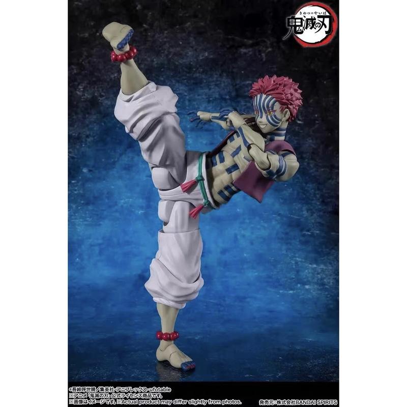 Bandai Demon Slayer Anime Figure Blade Akaza Winding String Three Movable Finished Product Action Figure Model Toy Gift