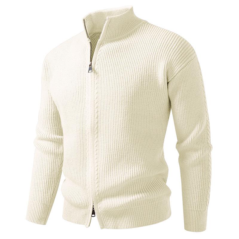 Zipper Fashionable Casual Stand Collar Sweater Jacket for Men