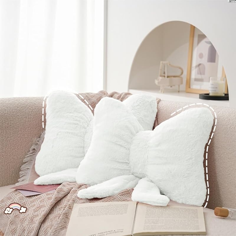 2Pack Pink Bow Throw Pillow Soft Plush Aesthetic Bow Shaped Pillow Cute Car Sleeping Pillow for Girls Sofa Backrest Home Bed Decoration