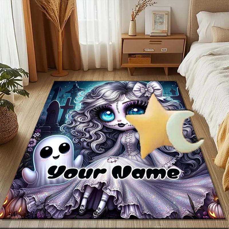1PC Custom Name Gothic Doll And Ghost Theme Floor Mat Ideal for Living Room, Game Rooms, Office, Bedroom,Floor Mat Playful Design163