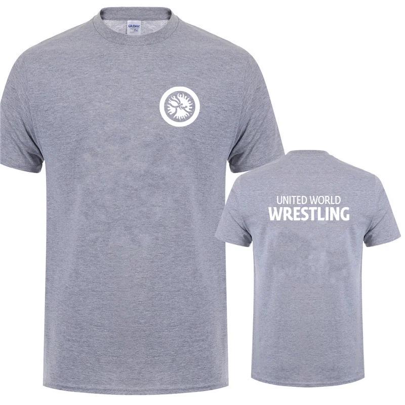

United World Wrestling UWW Men T Shirt Funny Cool Summer Cotton Short Sleeve Tee Shirts O-Neck T-shirt Man Hip Hop Streetwear XXXL сірий