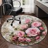 Floral Elegance In Pink Roses round carpet Chair cushion Round Entryway Rug, Soft Round Rugs for Living Room, Bedroom, Circle Carpet decor gifts