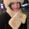 Cross Plush Scarf Winter Women Girls Solid Color Warm Faux Rabbit Fur Scarf Sweet Simple Comfortable Scarf Fashion Accessories