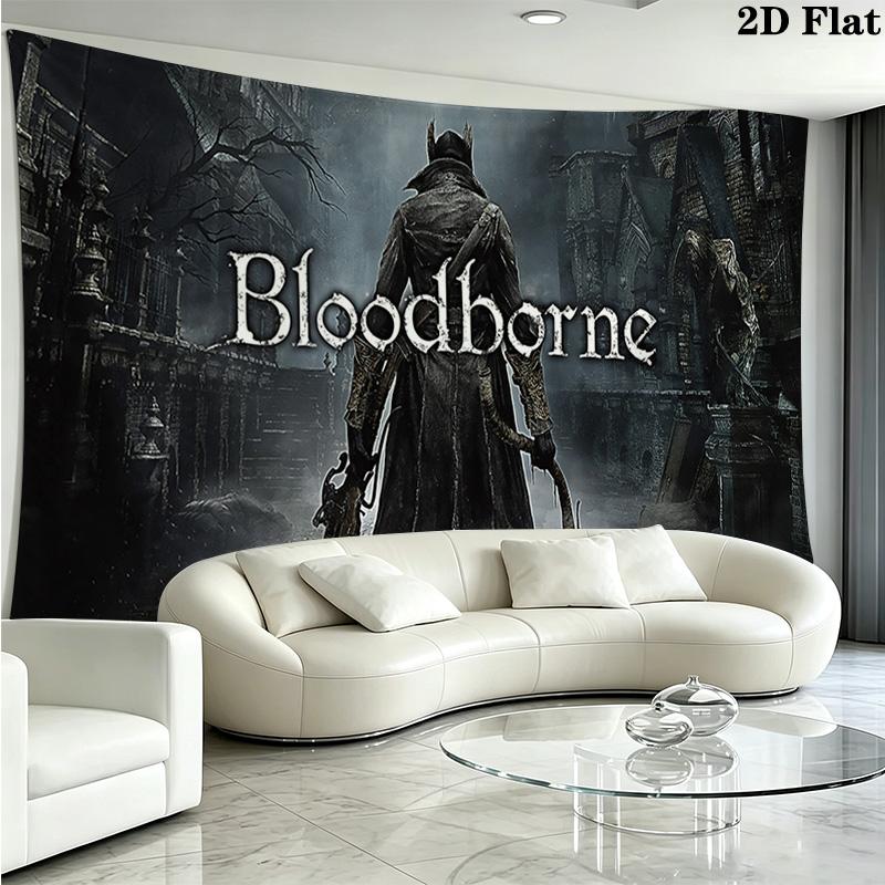 Bloodborne Wall Tapestry Aesthetic Wall Hanging Printed Fabric Blanket Decorative Tapestries for Bedroom Living Room Home Decor
