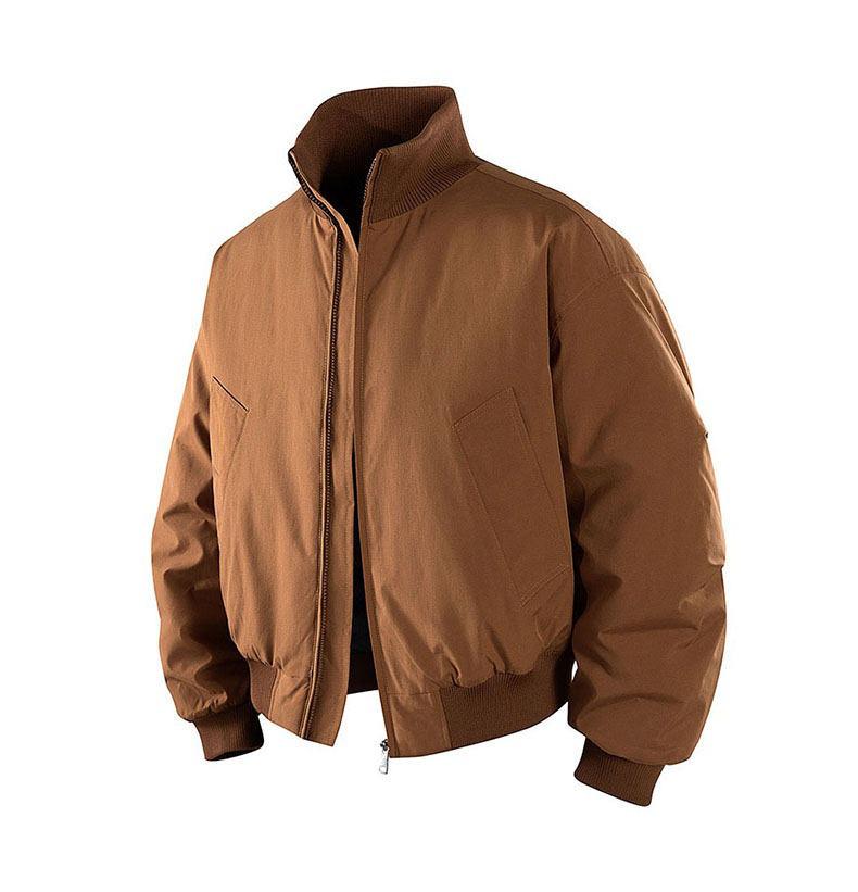 Men's American Style Cotton Flight Jacket: Thickened Autumn/Winter Warm Stand Collar Baseball Outerwear