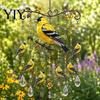 Vintage Iron Frame Decor Graceful Bird Wind Chimes, Chimes for Outside, Metal Outdoor Chime Hanging Suncatchers with Crystal Pendants Garden
