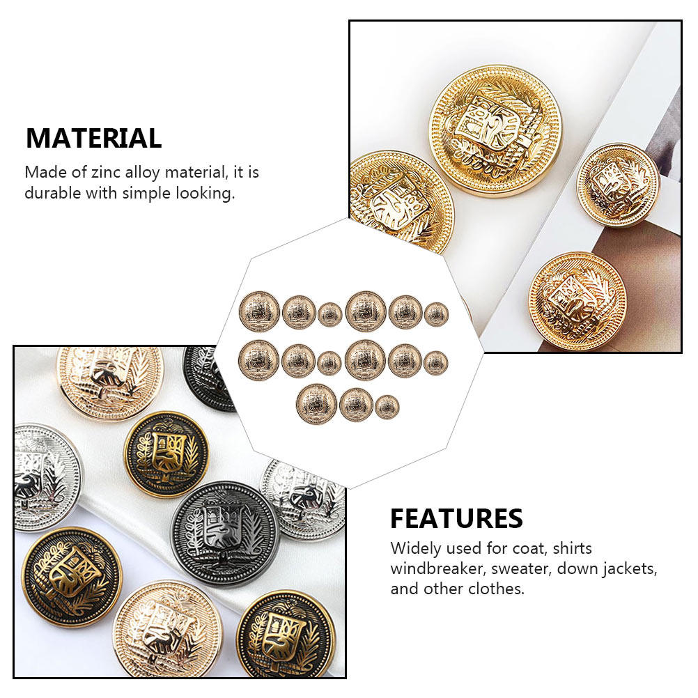30Pcs Creative Zinc Alloy Metal Buttons Simple Elegant Design for Sewing DIY Clothing Decoration Coat Shirts Windbreaker Sweater