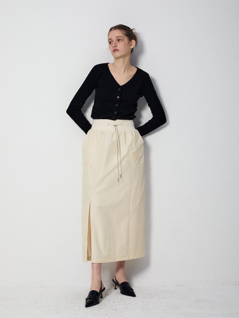 RENNESMIA Elastic Slit Skirt_Cream