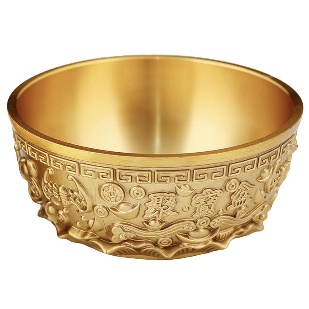 Decorative Brass Fortune Bowl Unique Metal Treasure Basin for Tabletop Home Decor Ideal Gift for Family Friends