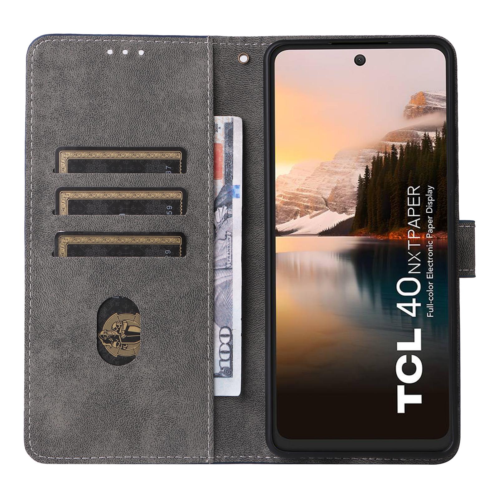 

For TCL 40 Nxtpaper 4G Stand Folio Phone Case with RFID Blocking 3 Card Slot Blue