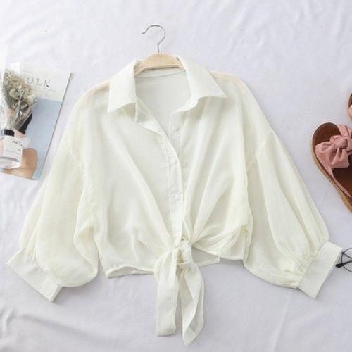 Thin Sunscreen Shirt Women's Summer Loose Bat Cardigan Short Chiffon Air-conditioning Shirt with a Small Shawl Outside the Student Tide