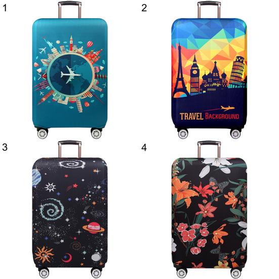 Flower Print Elastic Dust Proof Travel Suitcase Luggage Protective Cover Case