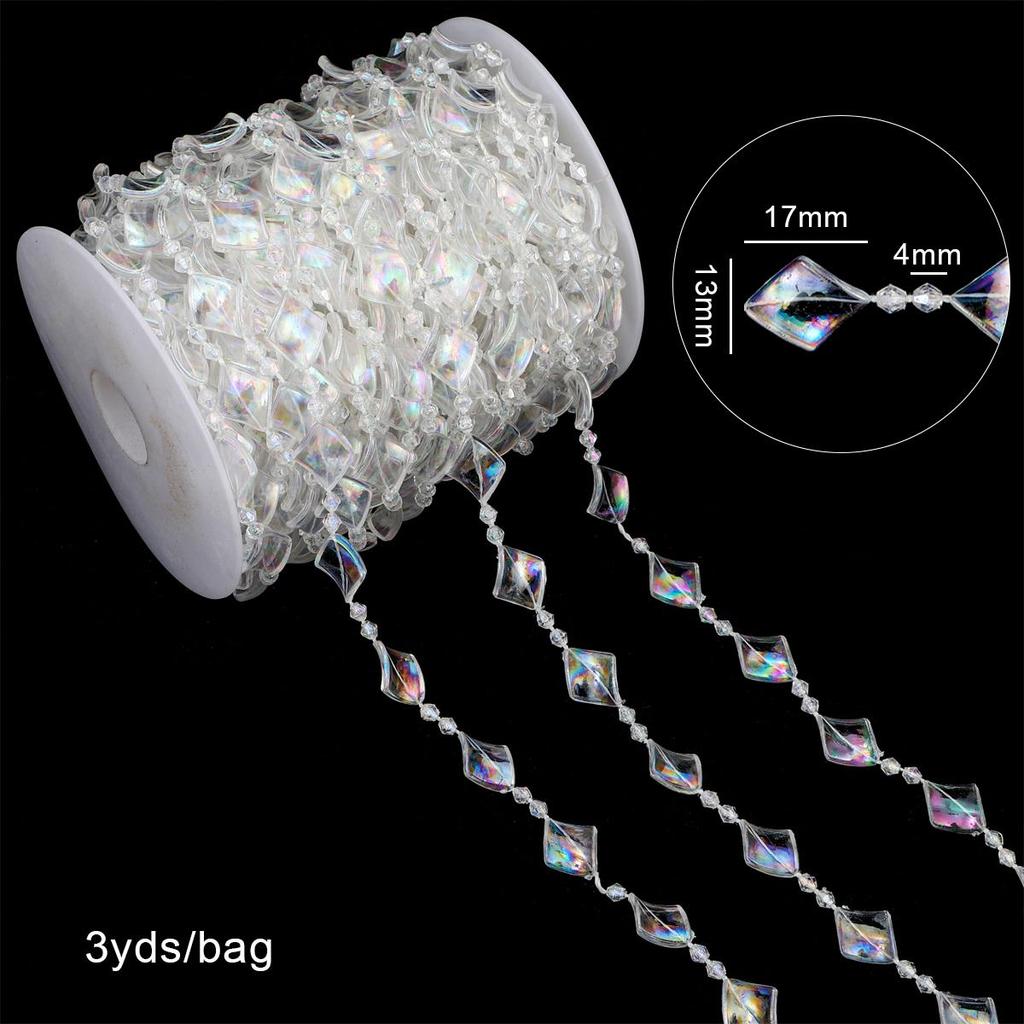 3Yard/ bag Akryl Gjennomsiktige perler for bryllup dekorasjon Hjem Party Ornament Supplies