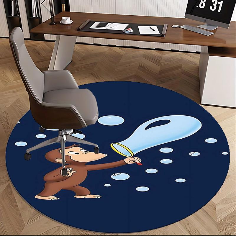 Curious George,Bubbles Chair mat Round Rug Office carpet, Non slip, Suitable for Living Rooms, Bedrooms,Decor1205808a