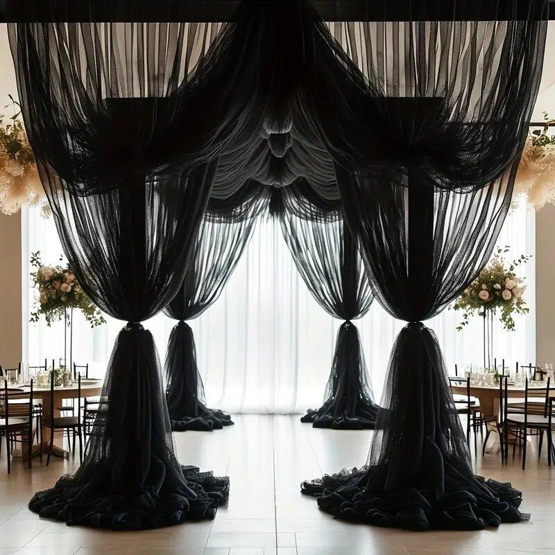 5/10M Organza Tulle Sheer Fabric Backdrop Curtain, Modern Organza Outdoor Party Decor Chair Decoration For Wedding, Party Decor