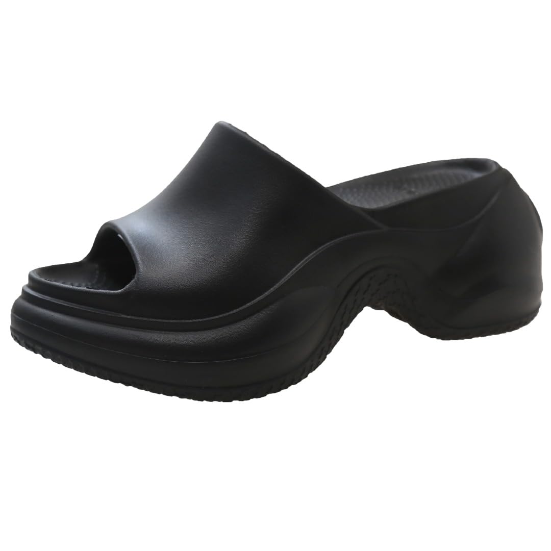 

FleurUneffe Моющаяся платформа из ЭВА толщиной 8 см подходит для черных тапочек/сандалий, улучшение, для использования в помещении/на улице, нескользящая, 22,5-25 см, (sa92