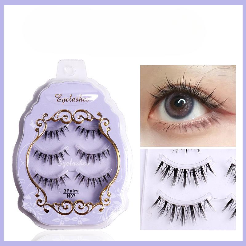 Novice Grafting False Eyelashes Natural Simulation 3 Pairs Of Cross-Curled Transparent Plain Super Soft Short