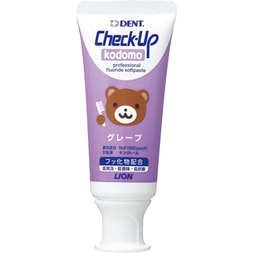 Lion Dental Materials Lion Check-Up Kodomo 60g Grape Paste, Purple, 60g Tube (x 1)