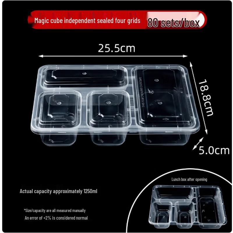 Disposable Rectangular Takeaway Food Containers with Compartments